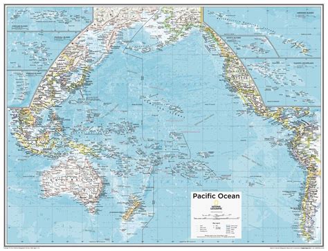 National Geographicmaps Pacific Ocean Political Wall Map Compact 54 X ...