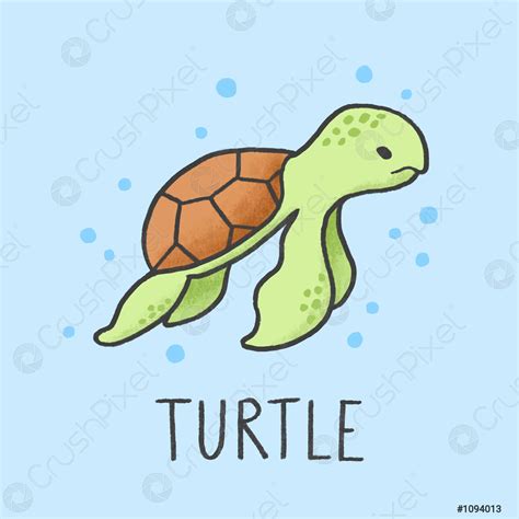 Cute Turtle cartoon hand drawn style - stock vector 1094013 | Crushpixel