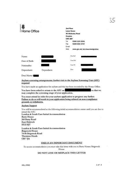 Image result for First Screening Interview Asylum Template