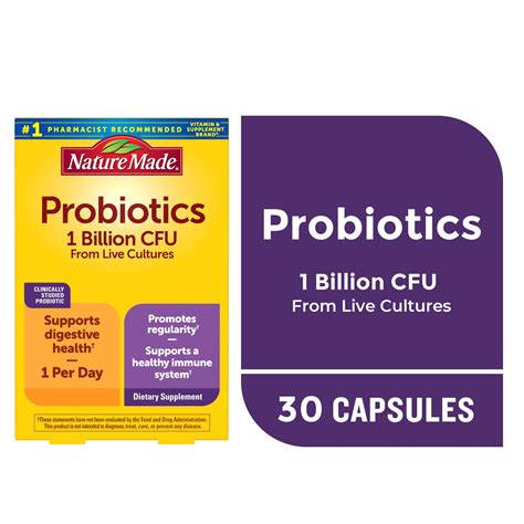 Nature Made Probiotic Capsules 1 Billion CFU From Live Cultures, 30 ...