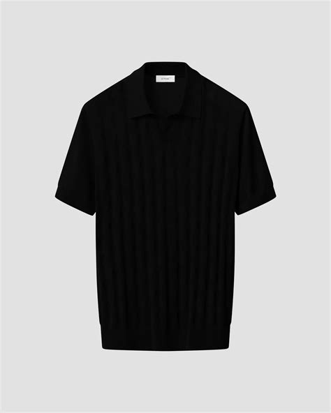 Open Collar Fine Knit Polo Shirt - Eton
