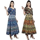 Dhruvi Women's Casual Cotton Long Maxi Dress (Free Size Up to 44 ...