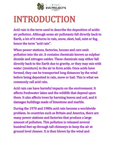 Acidrain - Its A Evs Projects And you can easy Write it - INTRODUCTION ...