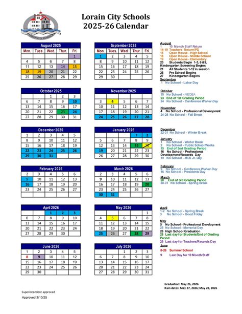 Lorain City Schools Calendar 25-26 Revised [PDF] - EduCounty