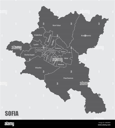 Sofia city administrative map isolated on gray background, Bulgaria Stock Vector Image & Art - Alamy