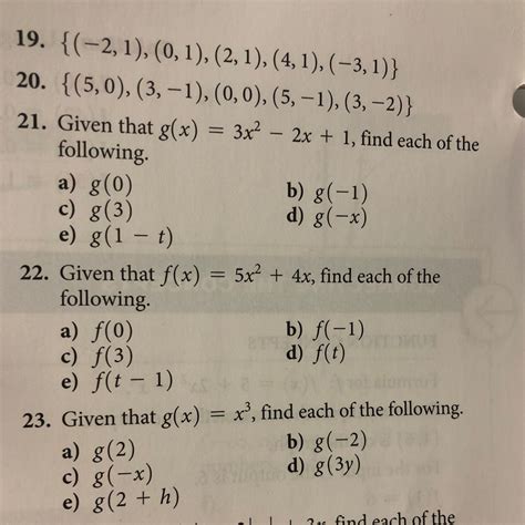 Given that g(x)= 3x^2 - 2x + 1, find each of the following. A.) g(0) B ...