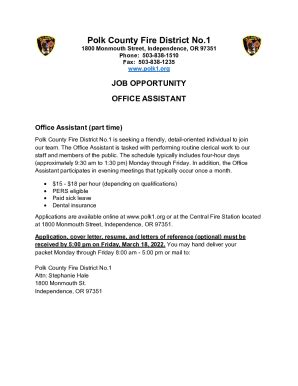 Fillable Online Polk County Fire Department, Polk, Monmouth Street ...