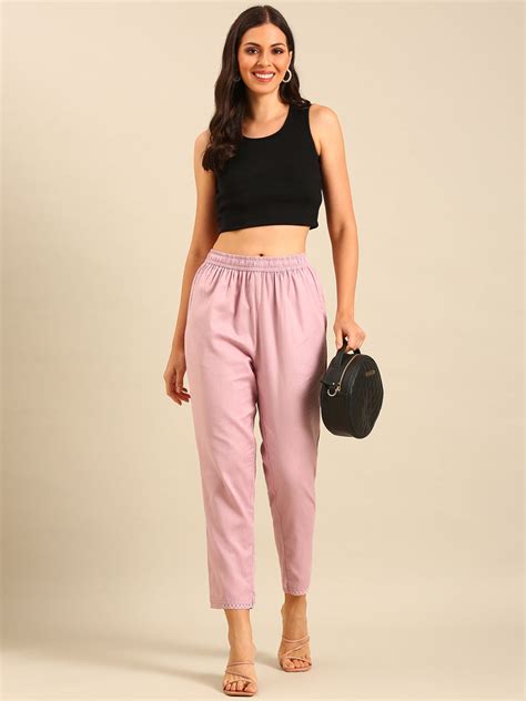 Ladies Cigarette Pants-Pink – De Moza