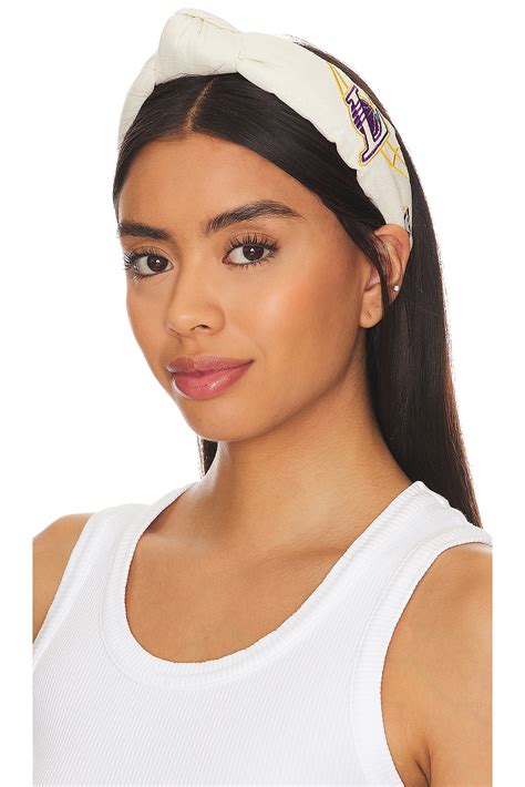 Lele Sadoughi x NBA LA Lakers Embroidered Headband in Ivory | REVOLVE