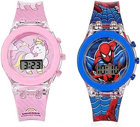 Emartos Silicone Digital Unicorn Round Shape Pink Led Glowing Watch For ...