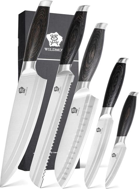 Amazon.com: WILDMOK Professional Knife Set, 5 Pieces Kitchen Knife Set ...