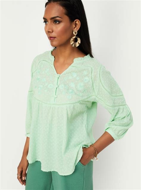 Buy Women Embroidered Notched Neck Top Online at just Rs. 799.0 ...