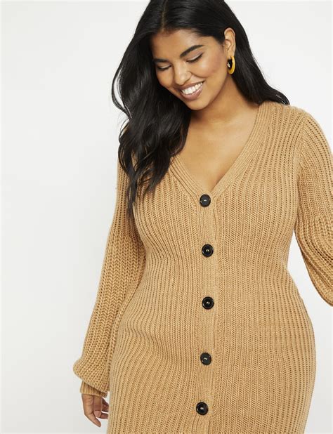 Cardigan Sweater Dress | Women's Plus Size Dresses | ELOQUII | Plus ...