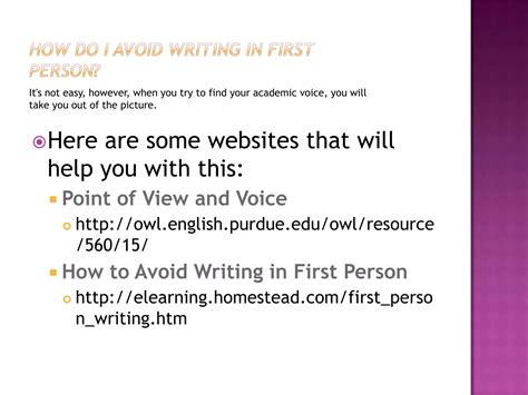 How to avoid writing in first person | PPT