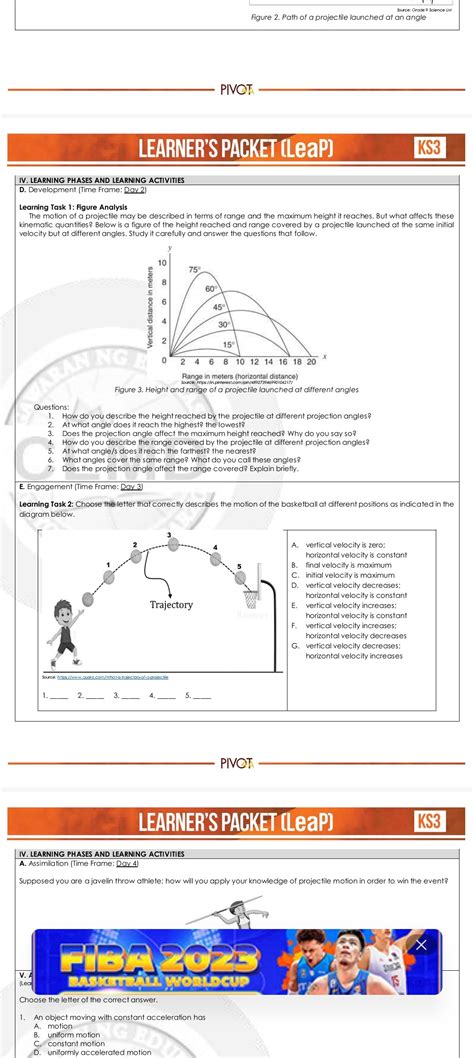 Figure 2. Path of a projectile launched at an angle PIVOT LEARNERSPACKET [LeaP] KS3 IV. LEARNING ...