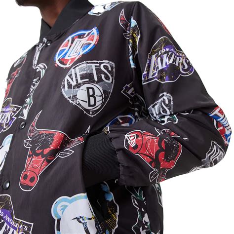 New Era NBA Team Logos All Over Print Bomber Jacket "Black"