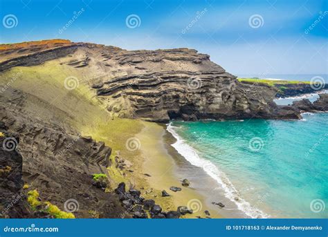 Green Sand Beach, Big Island, Hawaii Stock Image - Image of summer ...
