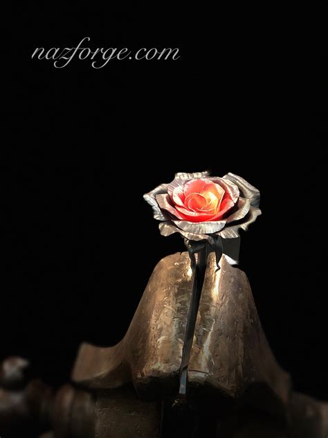 Iron Rose Stamped (I Love You, Happy 6th) Hand Forged by Blacksmith - 6 ...