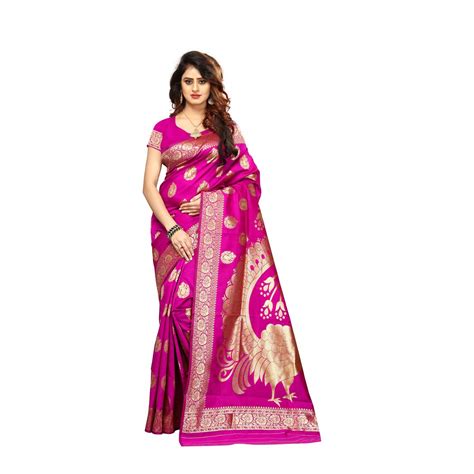 Buy SANAH Pink Jacquard Silk Saree_6.3 M_CODE :6330 at Amazon.in