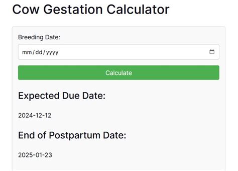 Cow Gestation Calculator - Cattle Gestation - YIHY