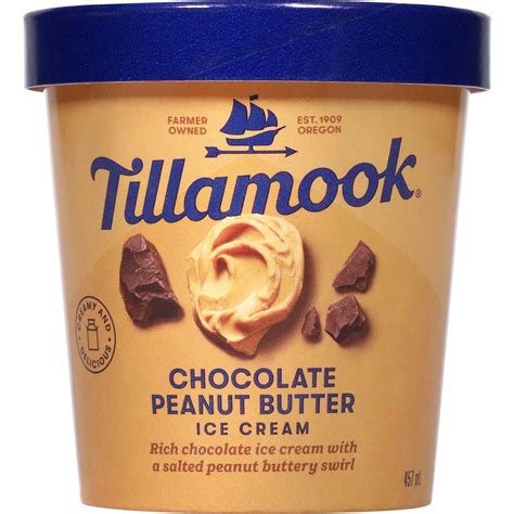 Tillamook Chocolate Peanut Butter Ice Cream 457ml | Woolworths