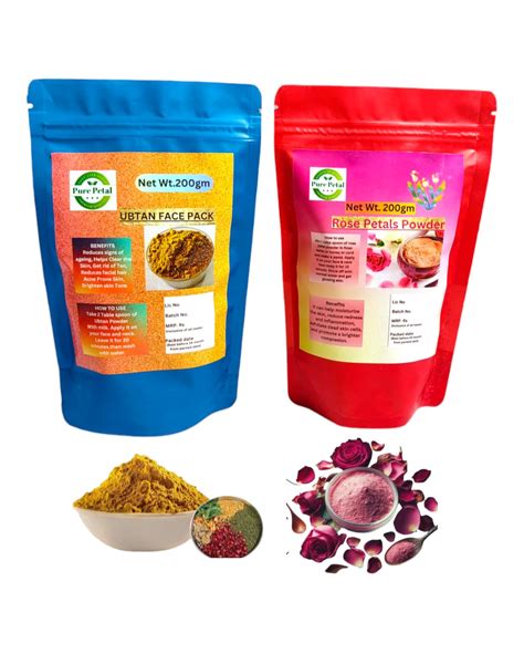 Pure Petal Combo of Ubtan Powder and Rose Petal Powder : Amazon.in: Beauty