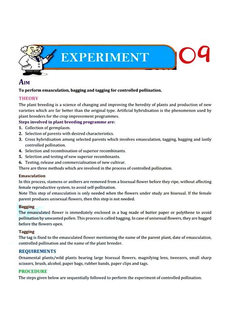 Experiment 09: Emasculation, Bagging, and Tagging in Controlled ...