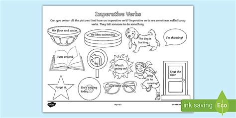 Imperative Verbs Colouring Activity - KS1 - Grammar - Twinkl