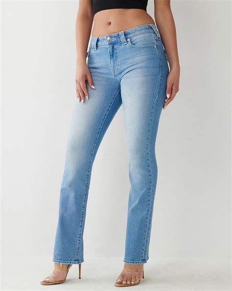 Shop True Religion Women Blue Mid-Rise Straight Fit Jeans Online – True ...