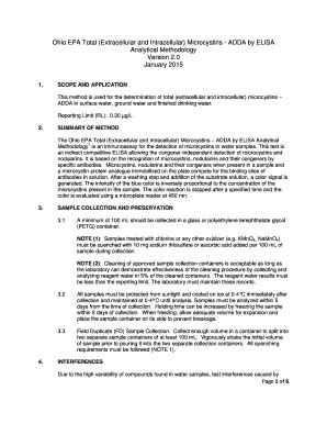 Fillable Online epa ohio Microcystins - ADDA by ELISA Analytical ...