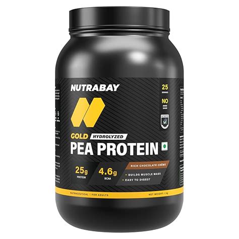 NUTRABAY Gold 100% Pea Protein Powder - 1kg, Rich Chocolate Crème | 25g ...