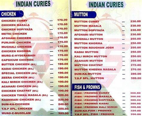 Menu at Shahi Pakwaan Restaurant, Hyderabad