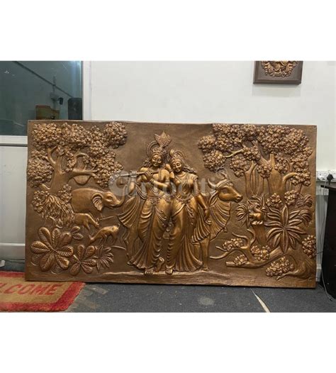 Buy 7x4 Feet Radha Krishna 3D Elevation Sculpture Relief Mural Wall Art ...