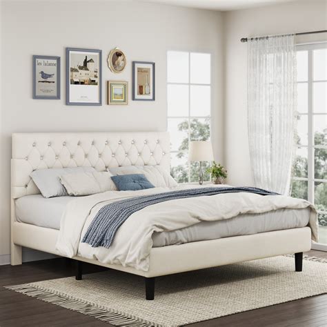 Mercer41 Mandipa Faux Leather Upholstered Bed with Diamond Tufted ...