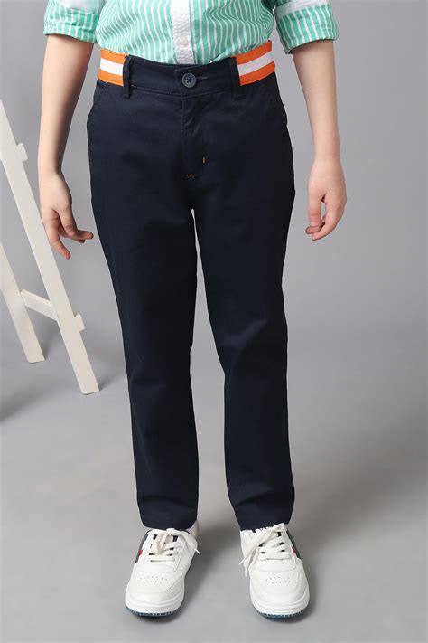 One Friday Kids Boys Navy Blue Striped Waistline Trouser – One Friday World