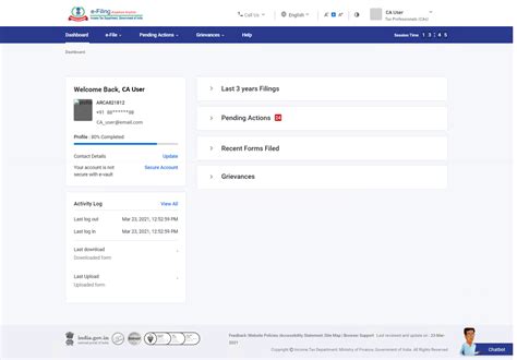 Dashboard and Worklist (CA) User Manual | Income Tax Department