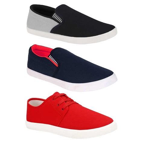 Buy Aircum Men's Combo Pack of 3 Casual Shoes for men (GREY - RED - RED ...