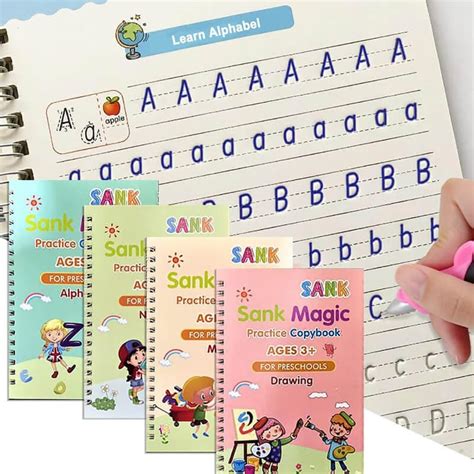 REZNOR 4 Pack Practice Copybook That Can Be Reused, Calligraphy Set for ...