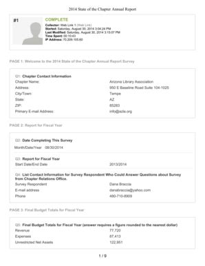Fillable Online ala 2014 State of the Chapter Report - American Library ...