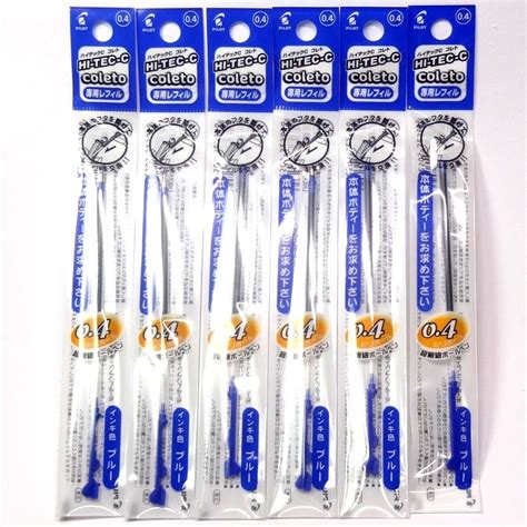 Pilot Hi-Tec-C Coleto Gel Ink Pen Refill 0.4mm, Blue, × 6 Packs/total 6 ...