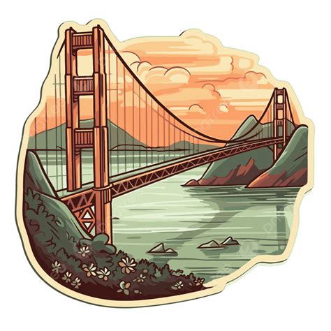 Golden Gate Bridge Sticker Art Clipart Vector, Art Clipart, Bridge ...