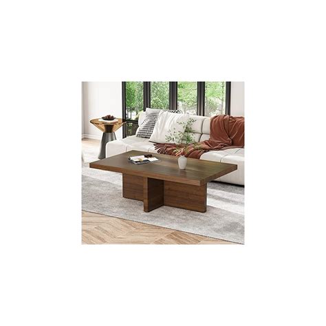 Buy Homary Farmhouse Wood Coffee Table Rectangle-Shaped in Natural ...