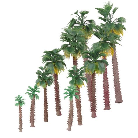 12x Plastic Green Coconut Palm Tree Train Railroad LAYOUT DIORAMAS Sca