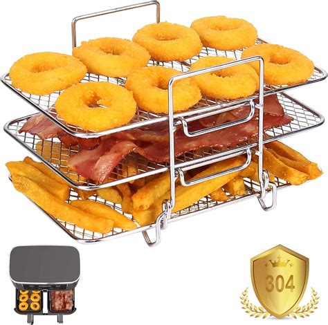 YQL Air Fryer Rack for Ninja Dual, Three-Layer 304 Stainless Steel ...