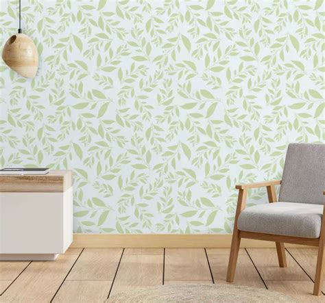 Classic leaves pattern in light colors nature wallpaper - TenStickers