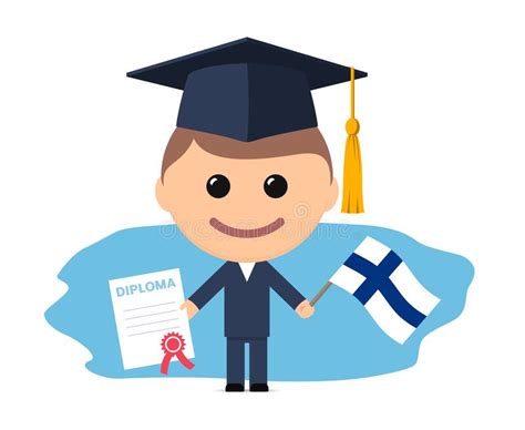 持有毕业证书和芬兰国旗的卡通毕业生 向量例证. 插画 包括有 平面, 证明, 图标, 教育, 路线, 培训 - 194748021