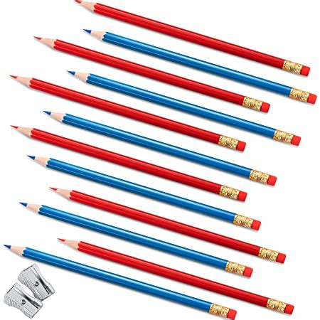 40 Counts Erasable Colored Pencils, 20 Blue 20 Red Checking Pencils ...