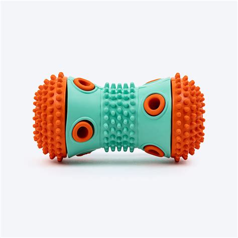 Dash Dog Dumbbell Treat Blue & Orange Dog Chew Toy – Heads Up For Tails