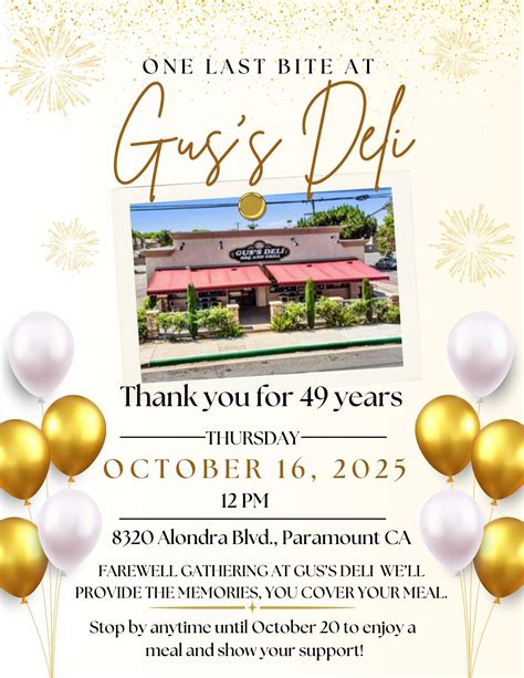 Farewell to Gus’s Deli - Paramount Chamber