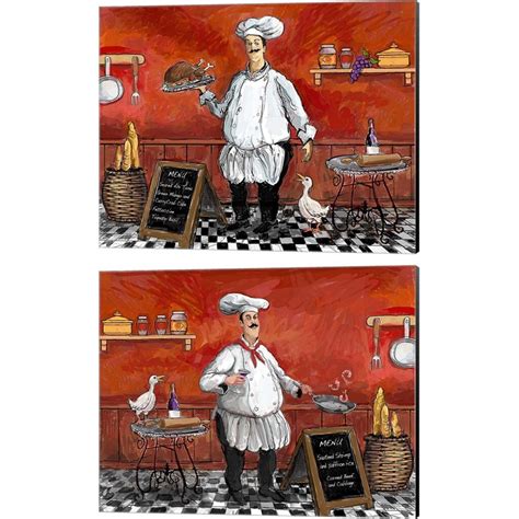 Eat Drink Love & Shrimp Chef by Frank Harris, 2 Piece Canvas Art Set ...